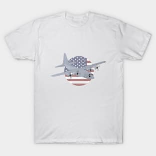 Air Force C-130 Hercules with US Flag T-Shirt